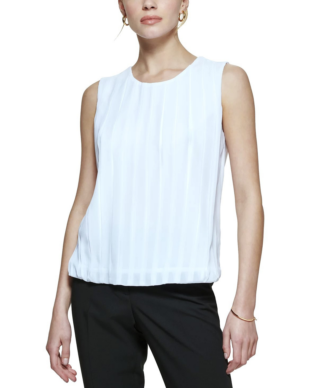 Calvin Klein Sleeveless Pleated Blouse MSRP $69