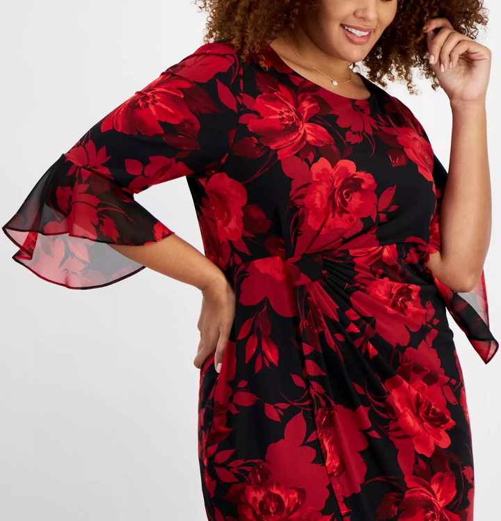 Connected Plus Size Round-Neck 3/4-Sleeve Sheath Dress MSRP $89