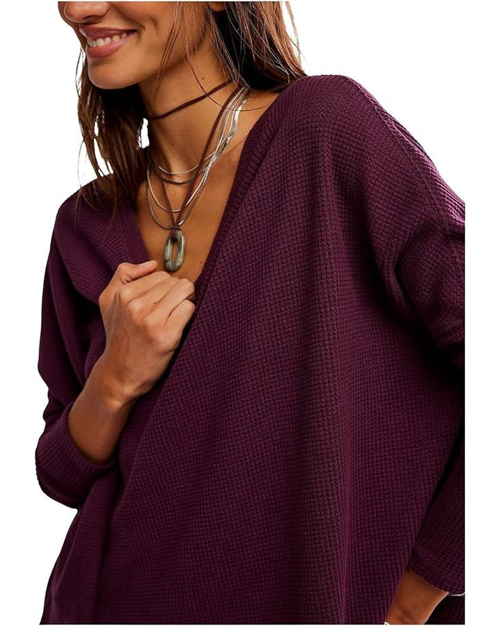 Free People Latte Blues Thermal Solid Sweater MSRP $68