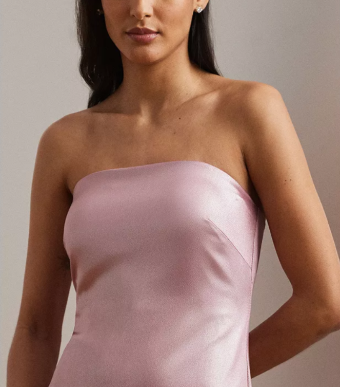 Lauren Ralph Lauren Foiled Charmeuse Strapless Gown MSRP $345