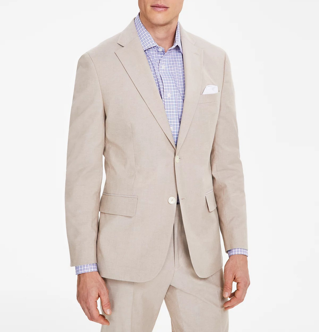 Tommy Hilfiger Men's Modern-Fit TH Flex Stretch Chambray Suit Jacket MSRP $360