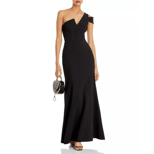 AQUA One-Shoulder Ruffled Gown MSRP $278
