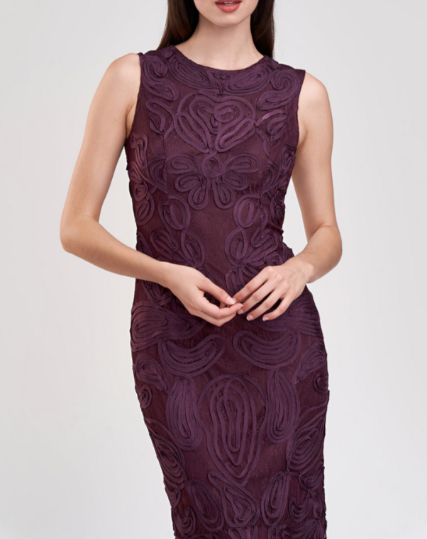 JS COLLECTIONS Meli Soutache Tea Length Dress MSRP $328