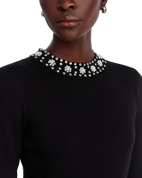 T Tahari Embellished Neck Sweater MSRP $78