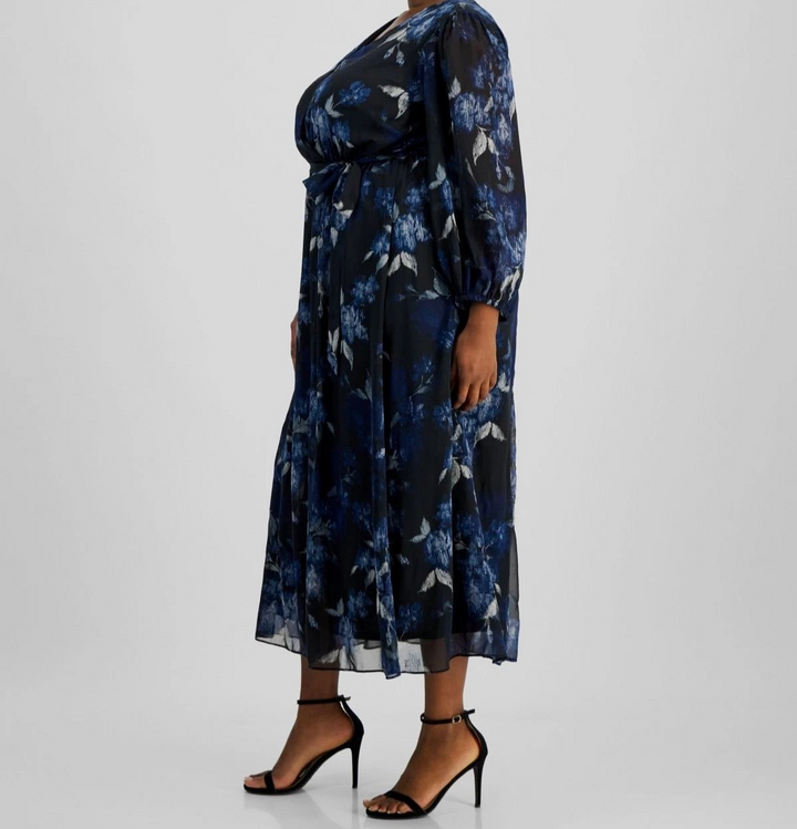 Robbie Bee Floral Chiffon Maxi Dress MSRP $99