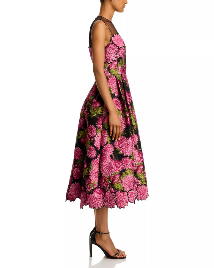 Teri Jon by Rickie Freeman Floral Jacquard Fit & Flare Dress MSRP $810