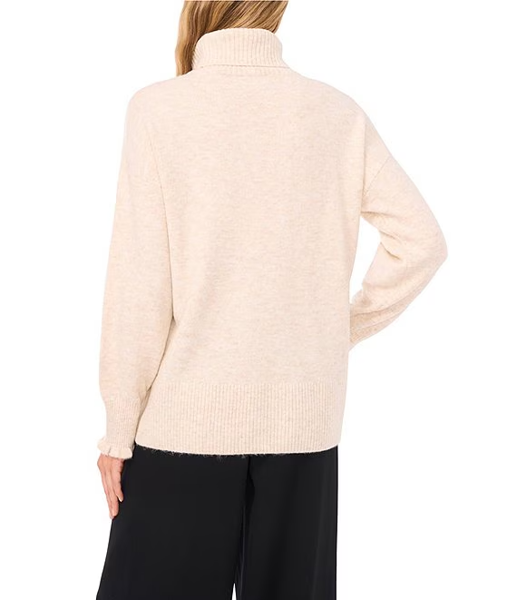 CeCe Embroidered Ribbon Turtleneck Sweater MSRP $89