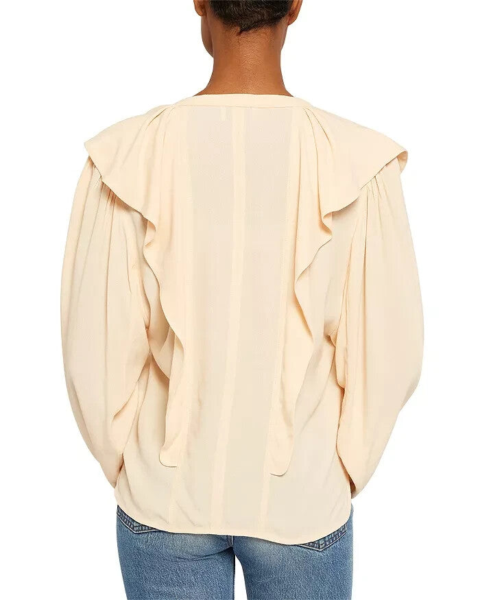 Joie Raquel V Neck Ruffle Top MSRP $248 Size S # 5C 3140