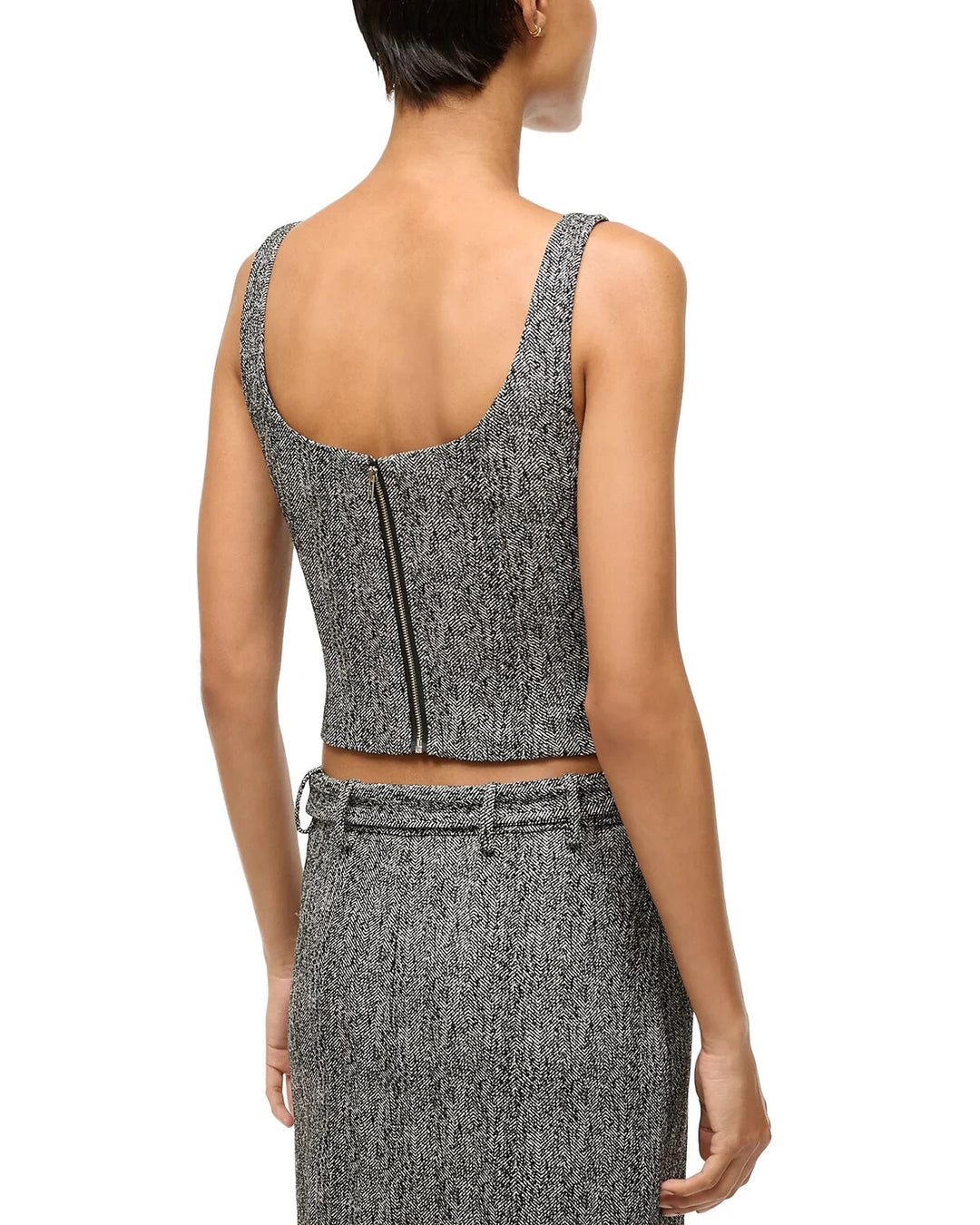 STAUD Wells Herringbone Corset Top MSRP $195