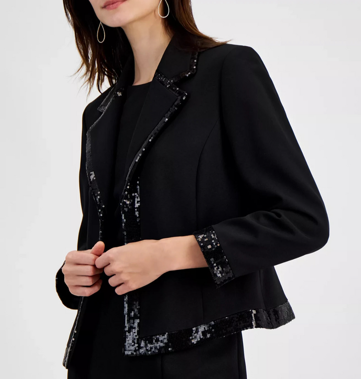 Kasper Women's Sequin Tipped Open-Front Blazer MSRP $149