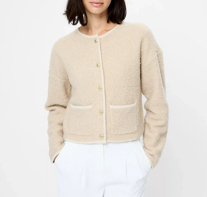 French Connection  Effie Boucle Round Neck Cardigan MSRP $158
