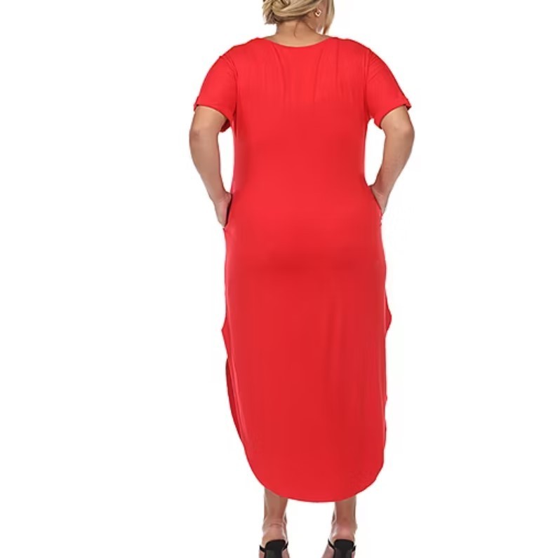 White Mark Plus Size Short Sleeve V-Neck Maxi Dress MSRP $68