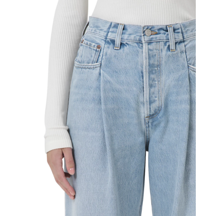 AGOLDE Fold Waistband High Rise Wide Leg Ankle Jeans MSRP $258