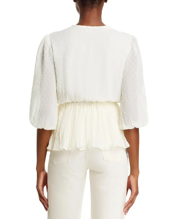 Koko + Mason Clip Dot Lace Trim Top MSRP $88