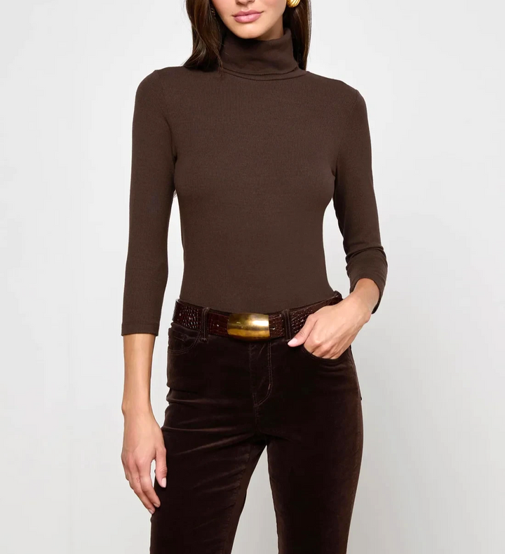 L'AGENCE Aja 3/4 Sleeve Turtleneck Tee MSRP $165