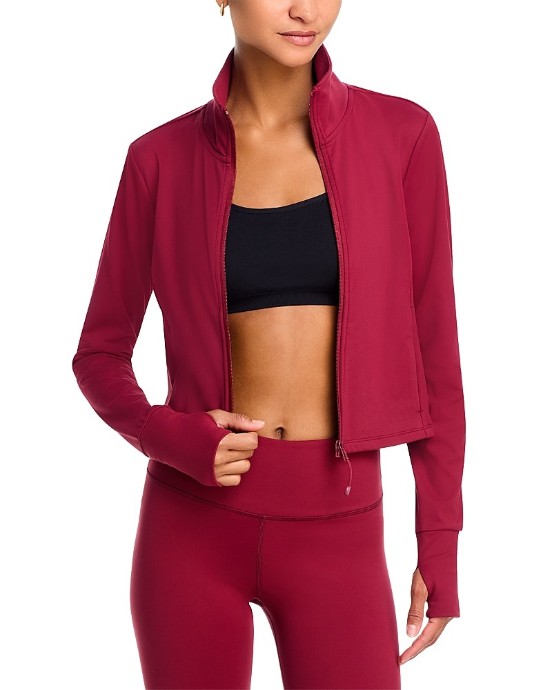 AQUA Athletic Cropped Full Zip Mock Neck Jacket MSRP $98