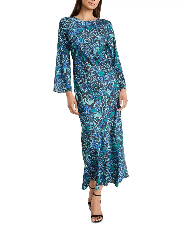 Donna Morgan Printed Long Sleeve Dress MSRP $138