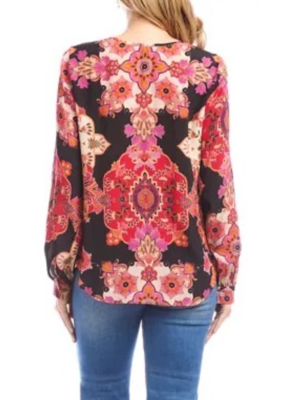 Karen Kane Printed Scoop Neck Top MSRP $138