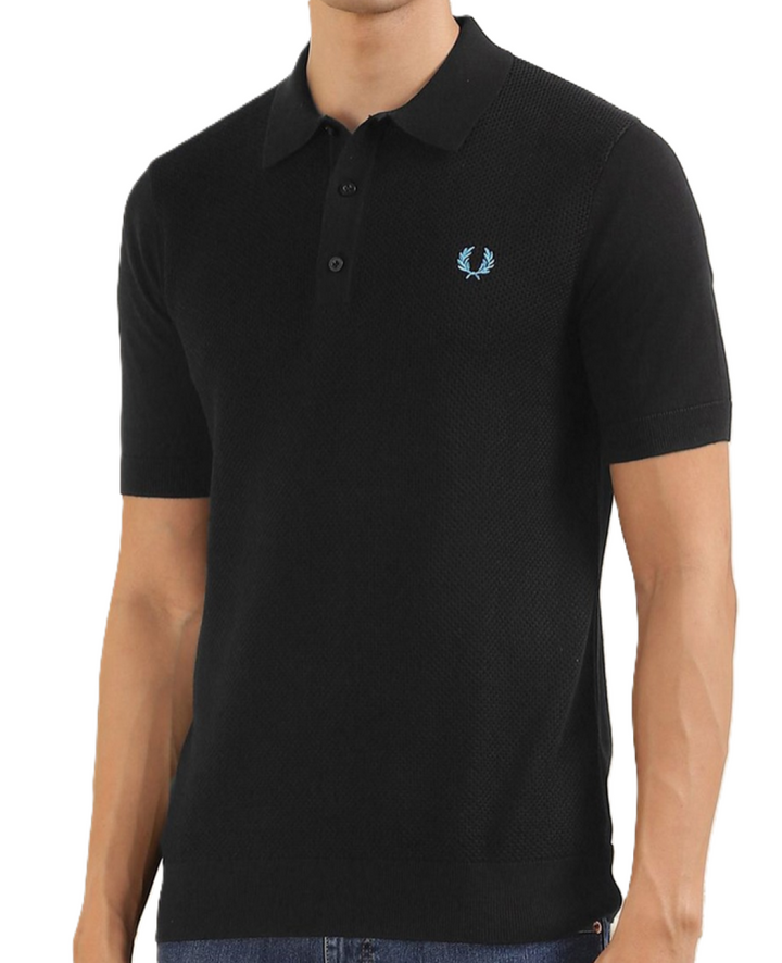 Fred Perry Cotton Textured Knit Polo Shirt MSRP $160