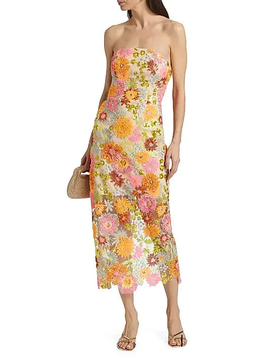 MILLY Kait Sequined Strapless Dress MSRP $695