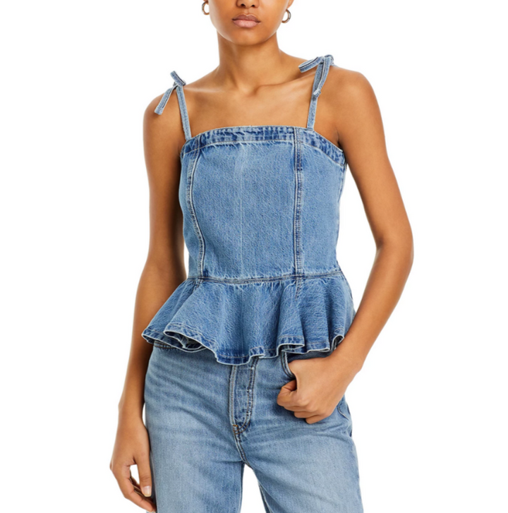 RE/DONE Denim Peplum Top MSRP $295
