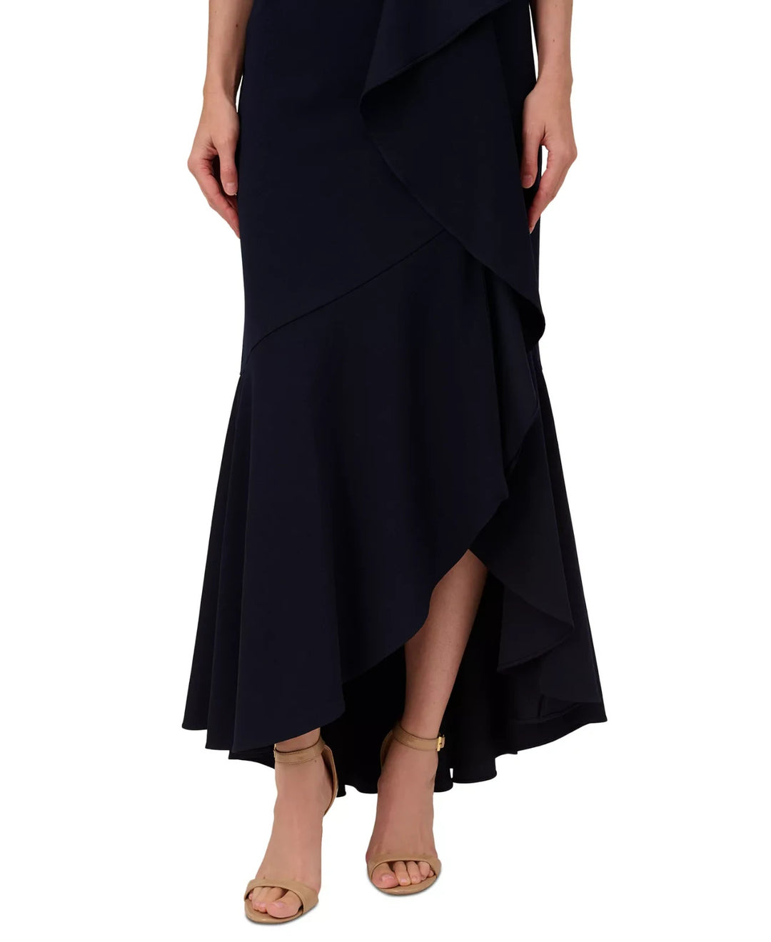Adrianna Papell Women's Beaded One-Shoulder Crepe Gown MSRP $159