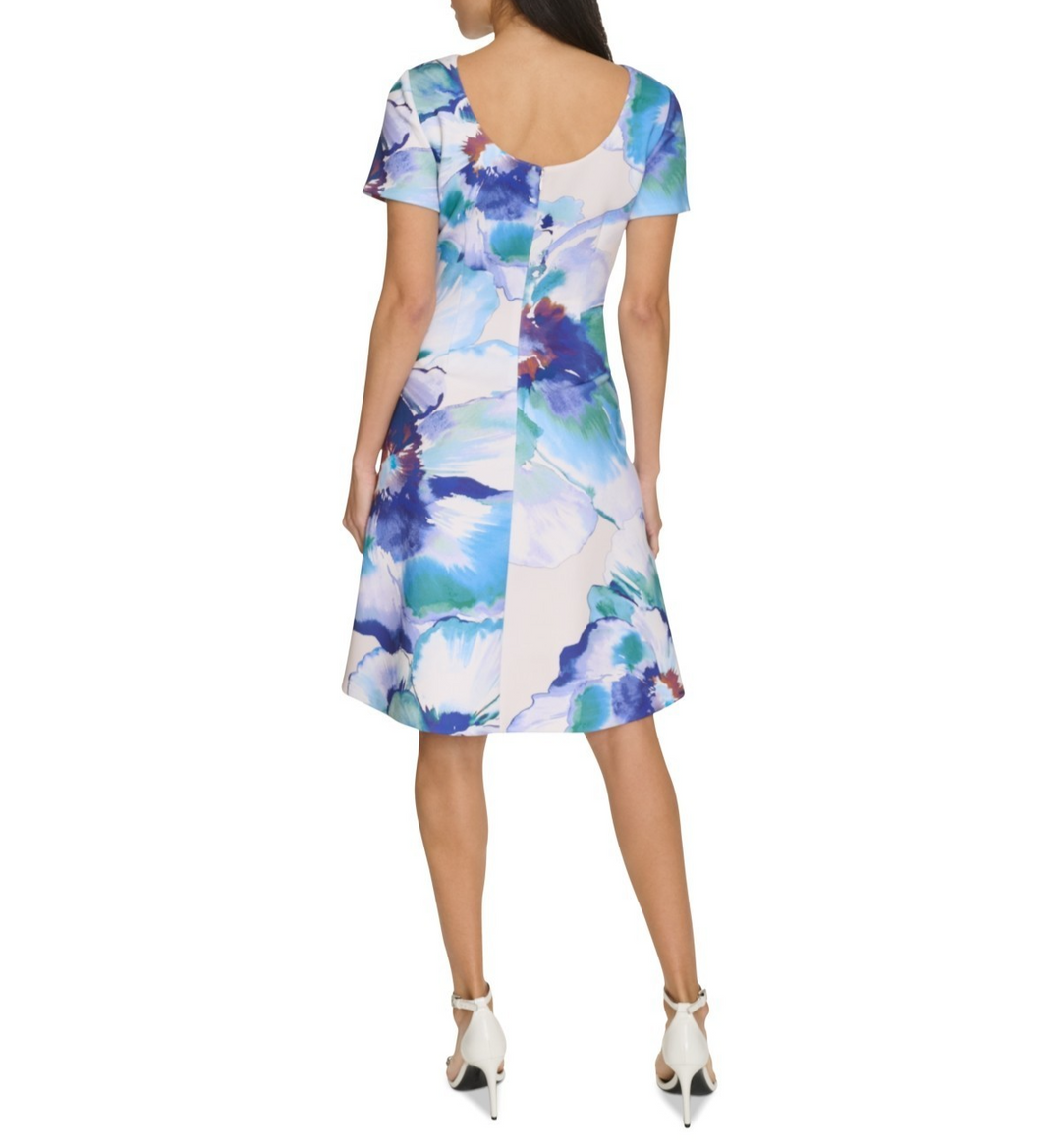 Calvin Klein Plus Size Printed Short-Sleeve A-Line Dress MSRP $139