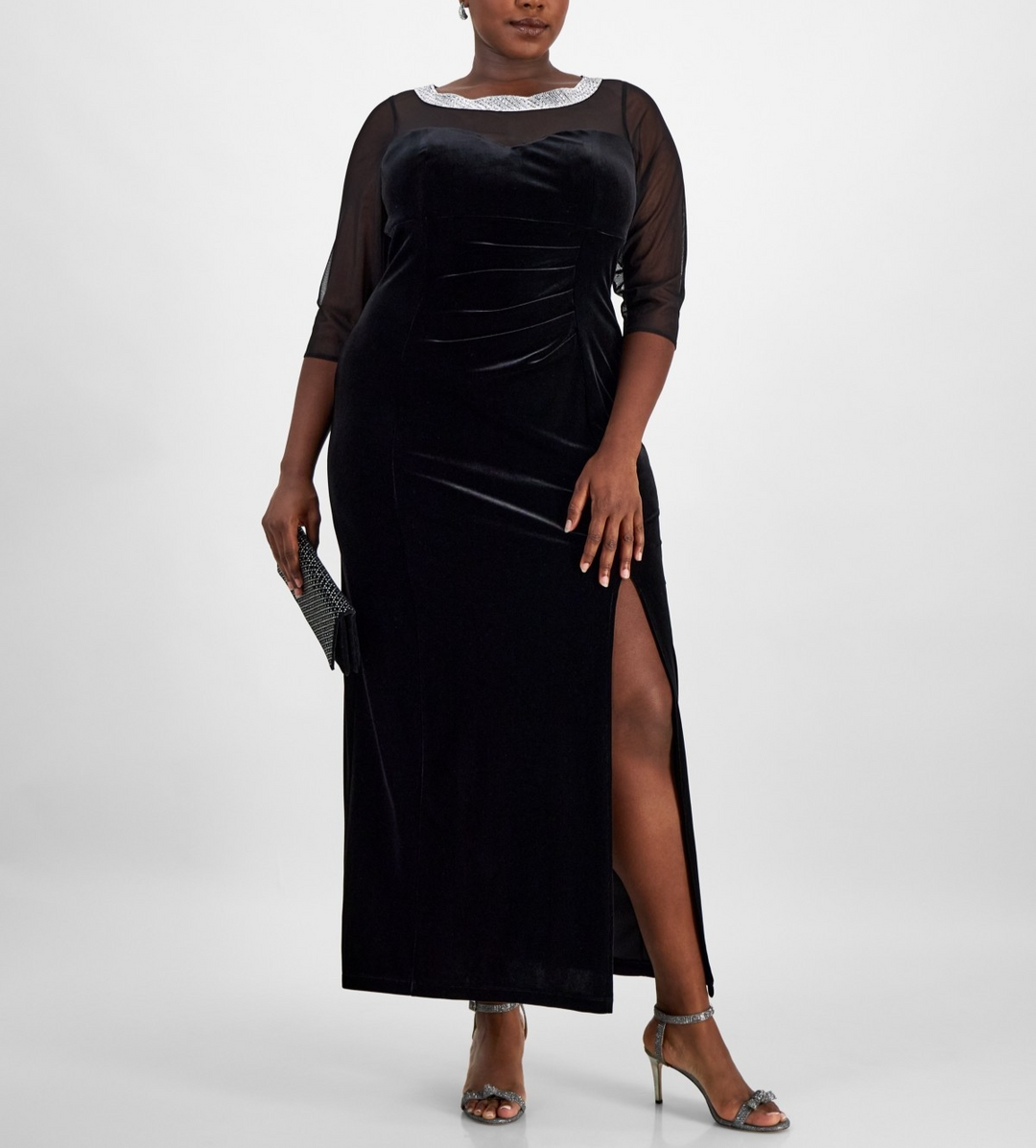 Alex Evenings Plus Size Embellished Illusion-Neck Gown MSRP $229