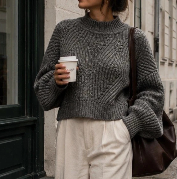 ASTR the Label Chunky Knit Mock Neck Cropped Sweater