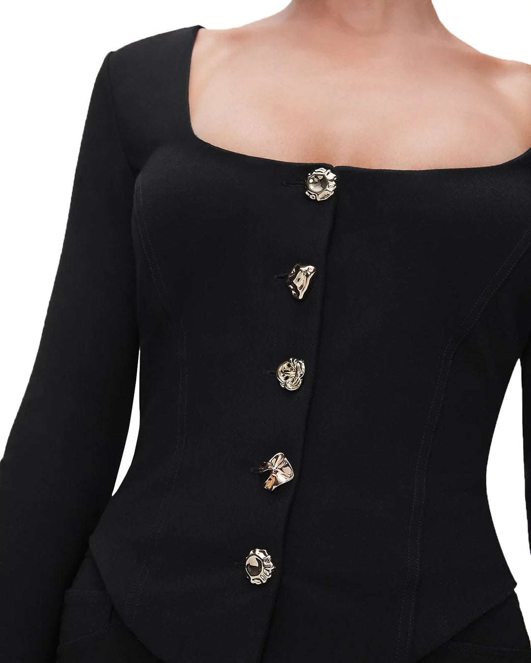 Good American Ponte Novelty Button Corset Top MSRP $129