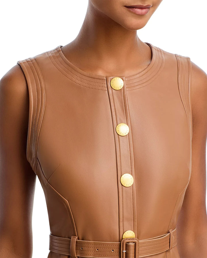 L'AGENCE Ronin Faux Leather Mini Dress MSRP $525