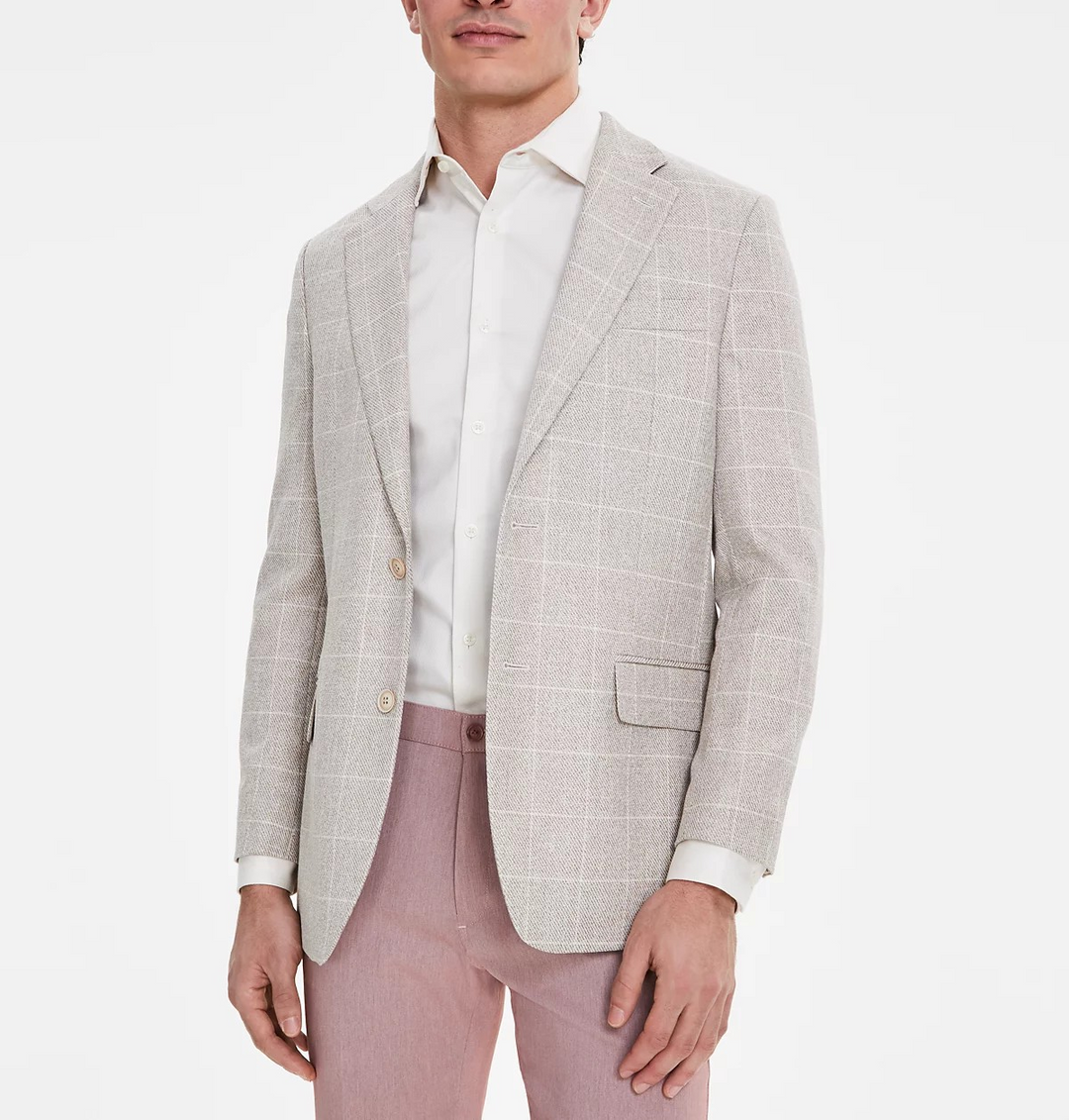 Tommy Hilfiger Men's Modern-Fit Windowpane Sport Coat MSRP $295