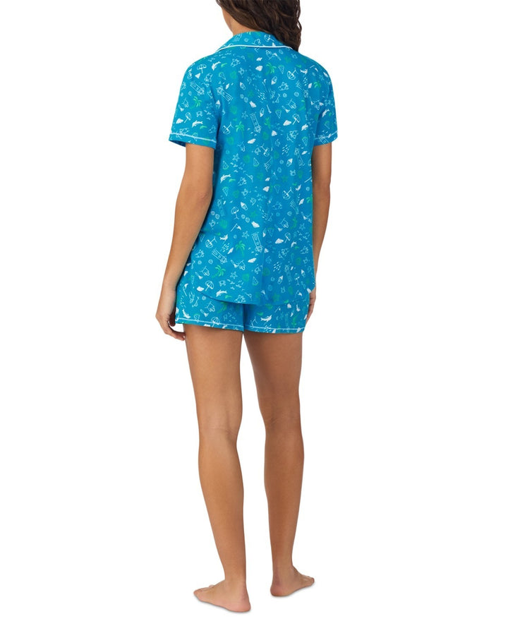 Cuddl Duds Women's Printed Short-Sleeve Boxer Pajama Set MSRP $58