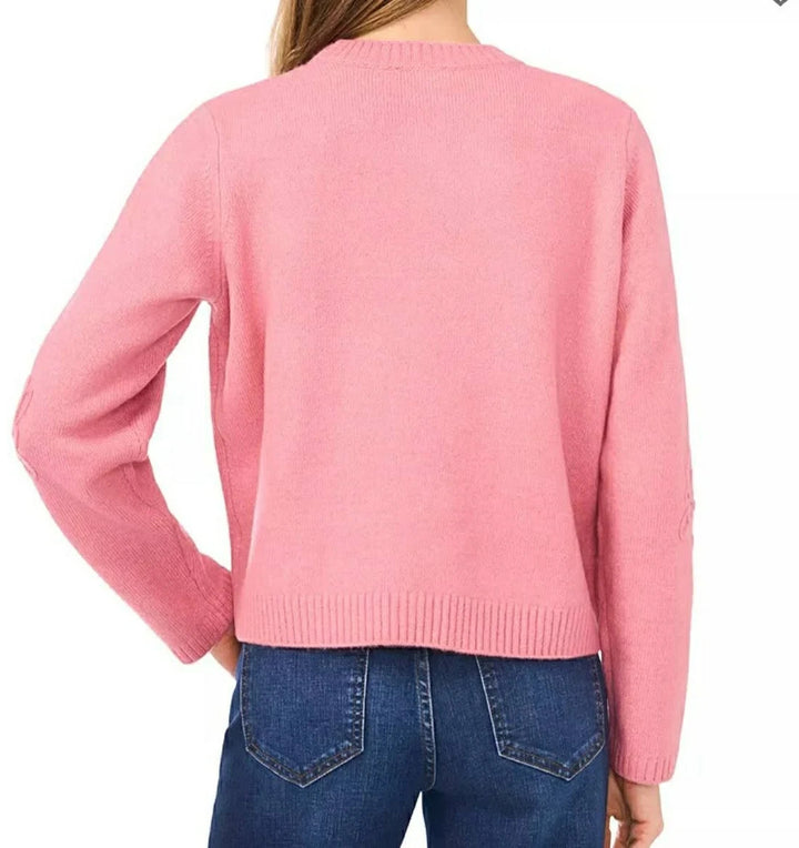 CeCe Flower Embroidery Long Sleeves Cardigan Sweater MSRP $89