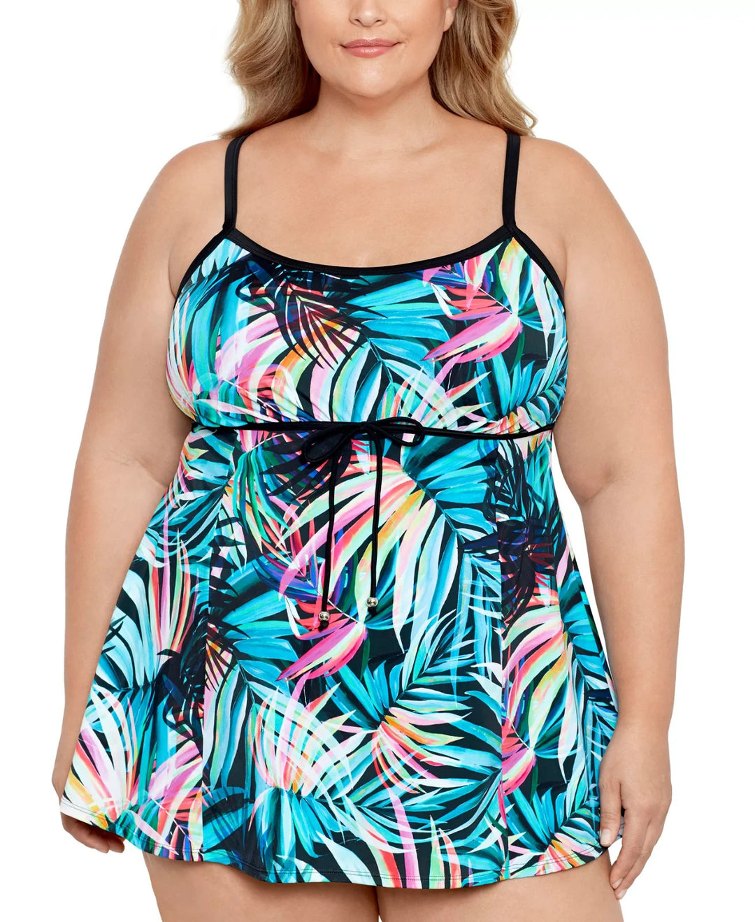 Swim Solutions Plus Size Tummy Control Empire Swimdress MSRP $122