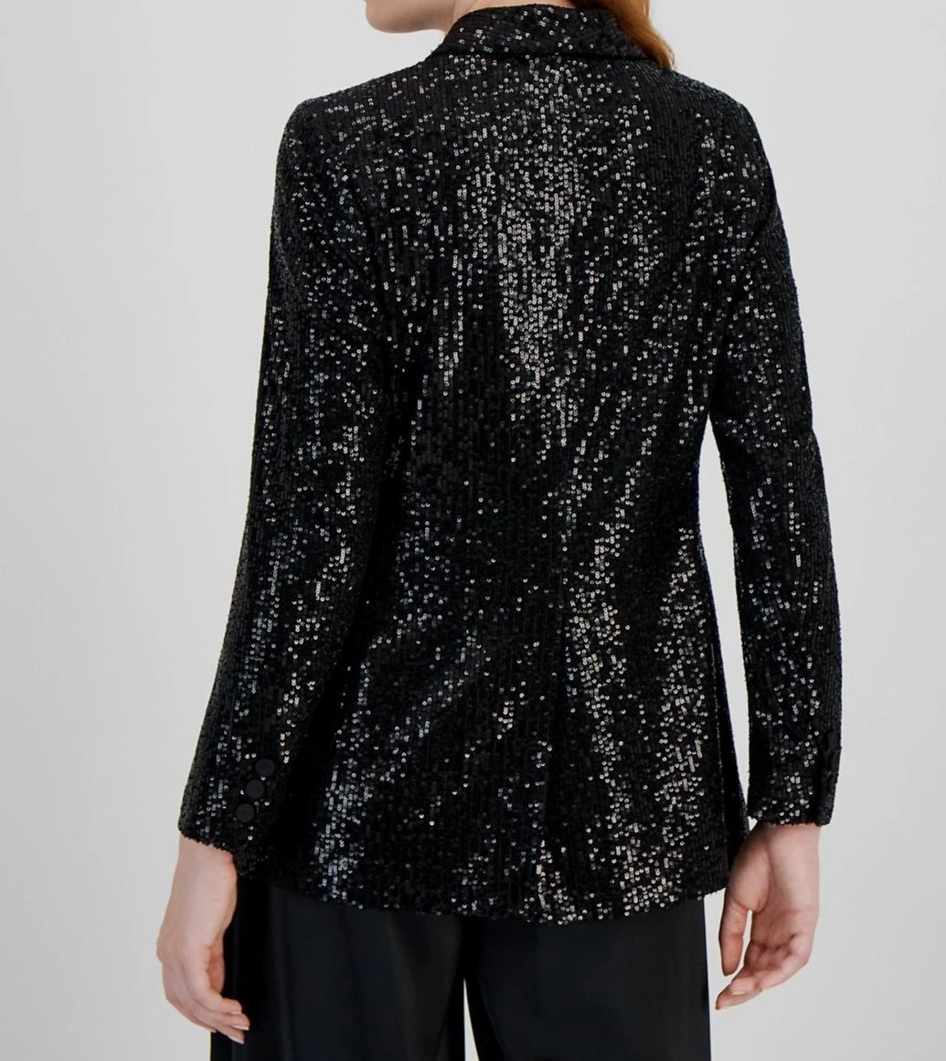 Anne Klein Women's Sequin One-Button Blazer MSRP $159