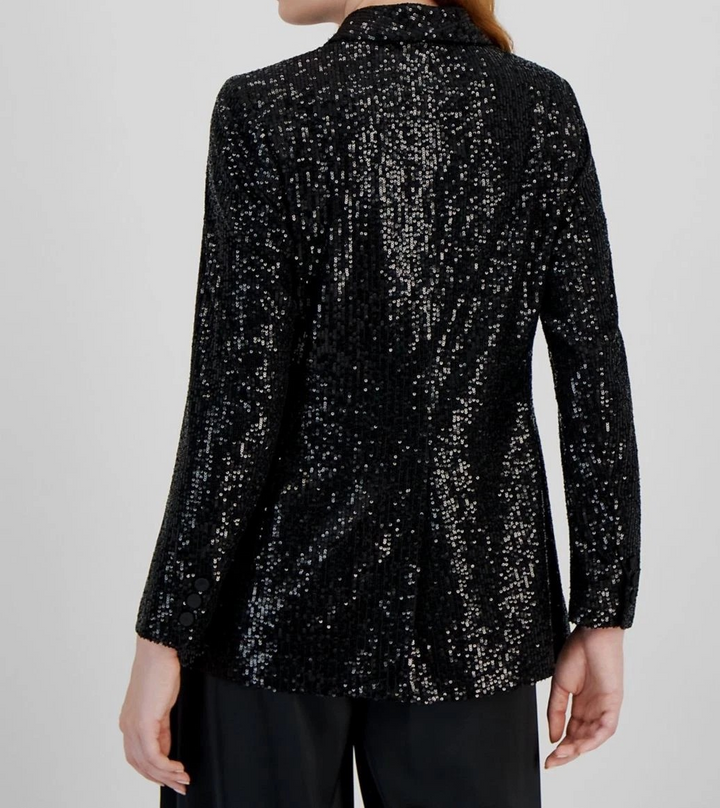 Anne Klein Women's Sequin One-Button Blazer MSRP $159