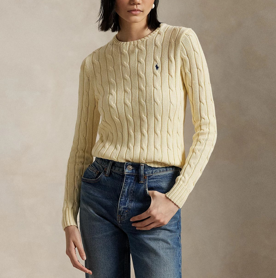 Polo Ralph Lauren Women's Cable-Knit Cotton Crewneck Sweater MSRP $148