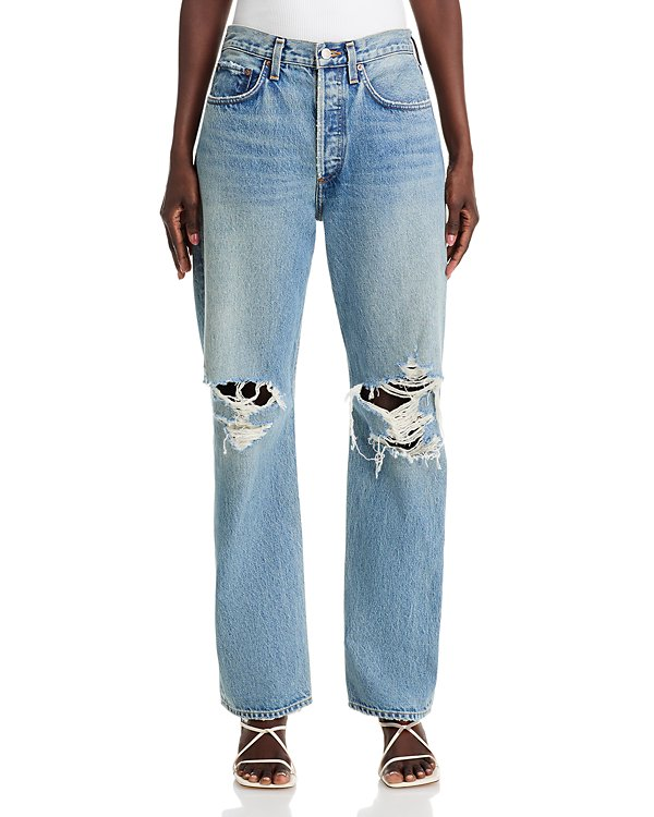 AGOLDE Kelly Distressed High Rise Straight Jeans MSRP $268