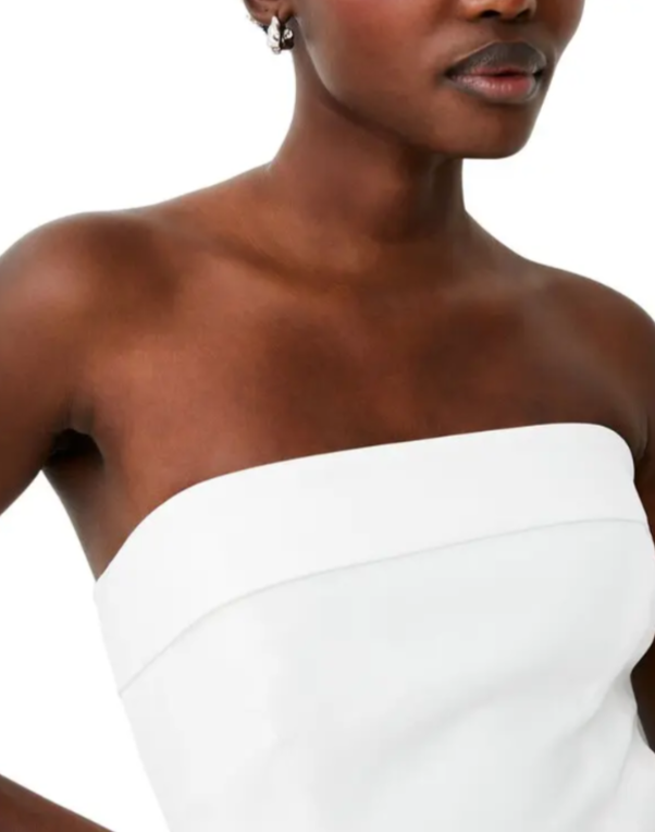 FRENCH CONNECTION Echo Crepe Strapless Midi Dress MSRP $158