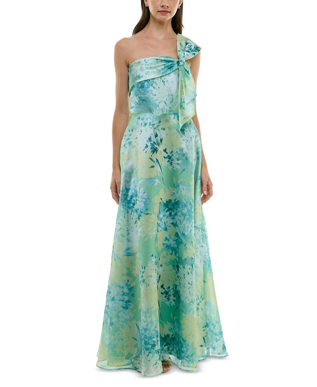 Taylor Women's Asymmetric-Neck Bow-Strap Gown MSRP $228