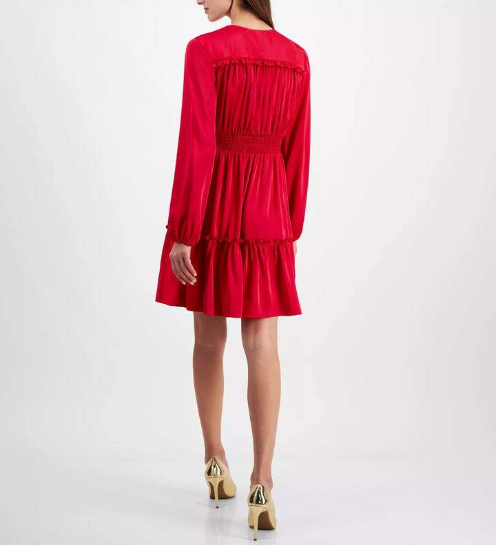 Taylor Women's Ruffled-Hem Tie-Waist Fit & Flare Dress MSRP $128