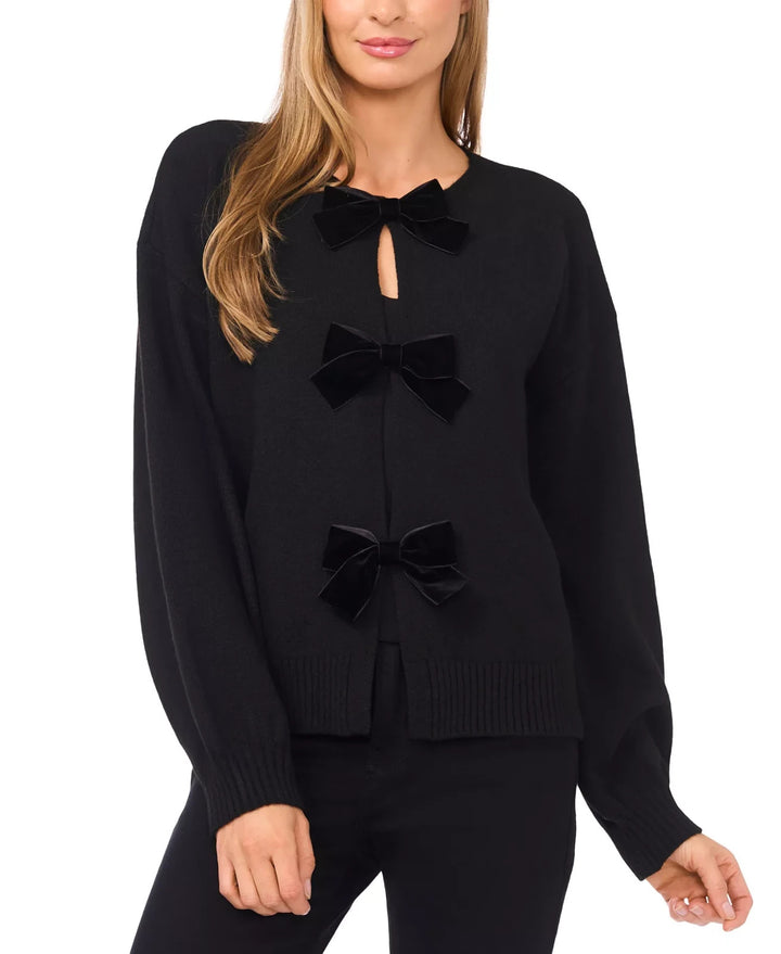 CeCe Women's Bow Closure Cardigan Sweater MSRP $89