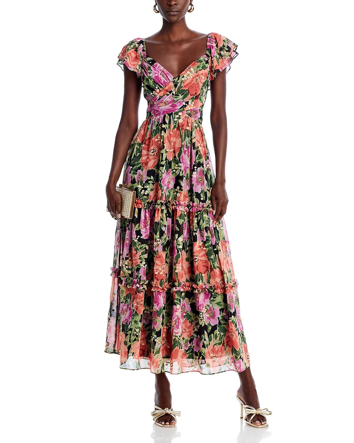 AQUA Embroidered Floral Maxi Dress MSRP $128