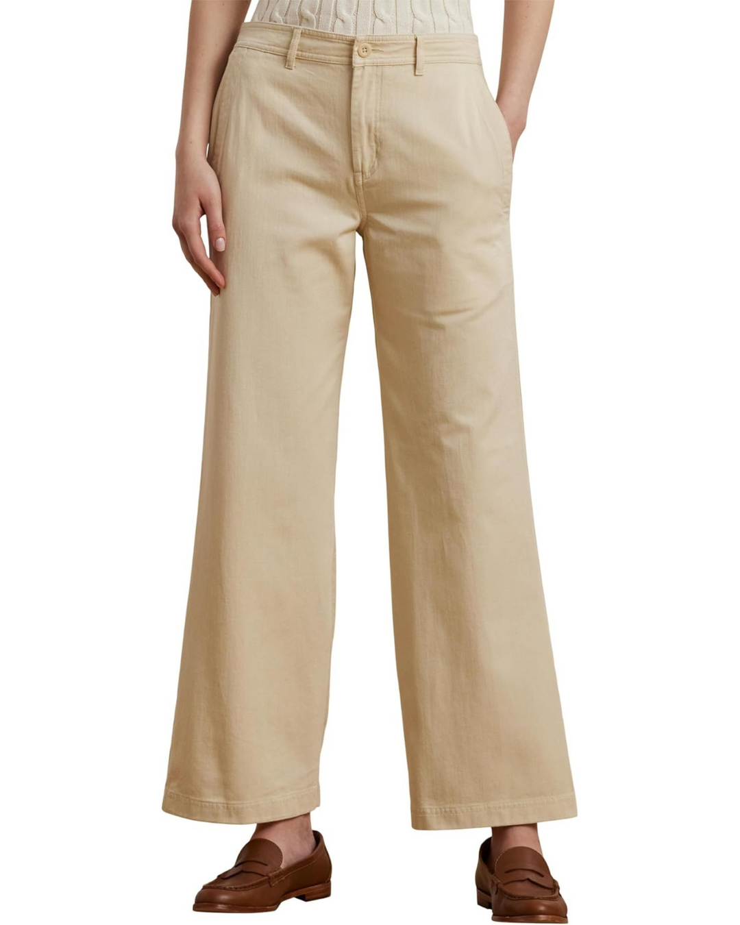Lauren Ralph Lauren Cotton Twill Wide Leg Pants MSRP $165