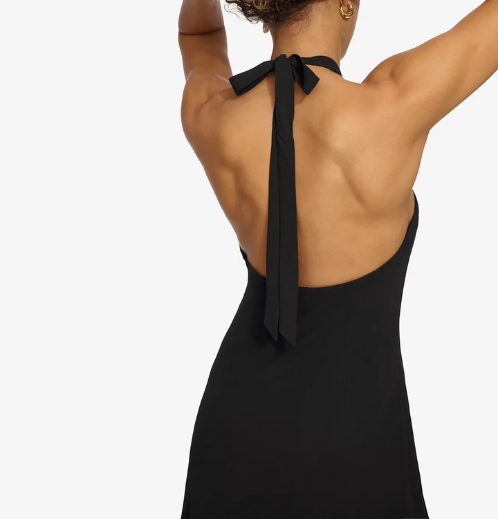 Siena Rosette-Trim Open-Back Halter Dress MSRP $138