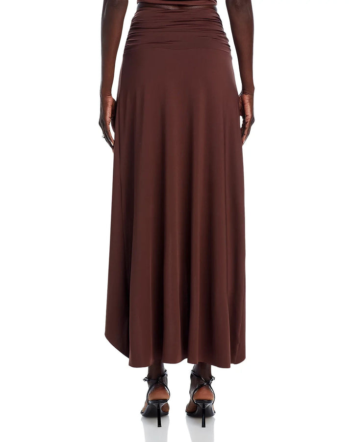 NIA Eucalyptus Ruched High Low Slim Fit Stretch Skirt MSRP $58