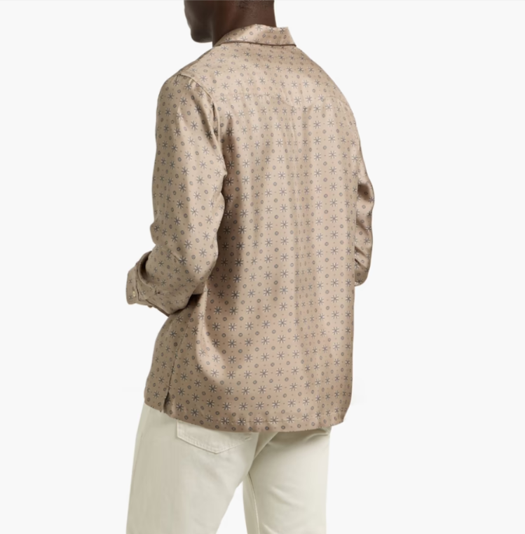 OFFICINE GÉNÉRALE Erwan Printed Silk Shirt MSRP $720