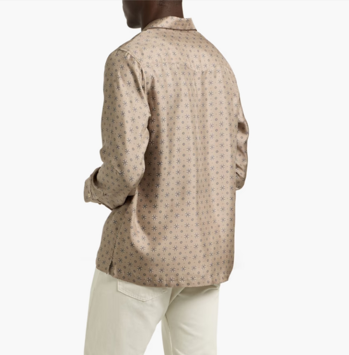 OFFICINE GÉNÉRALE Erwan Printed Silk Shirt MSRP $720