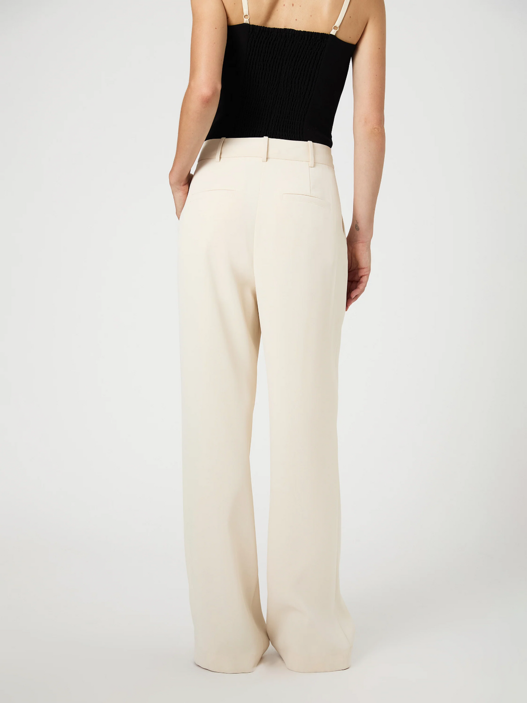 French Connection Women's Harrie Wide Leg Suiting Pants - Classic Cream MSRP $98